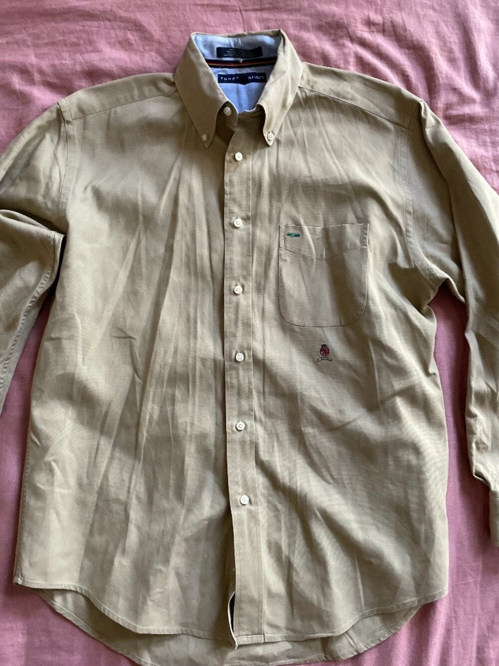 True Vintage 90s Tommy Hilfiger Tan Button Up Shirt - Size M
